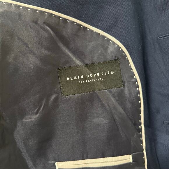 Alain Dupetit Men's Blue Navy Two Button 2 Piece Suit Set Size 50R/ 44W - Picture 4 of 10